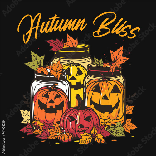 Fall mason jar pumpkin graphic quotes, fall pumpkin t shirt design, fall jar quote design for merch design, halloween fall graphic t shirt design for print,