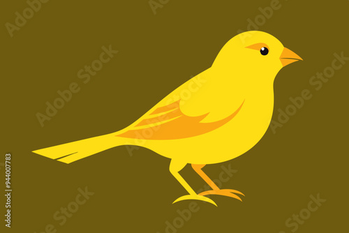  Engraving style slim canary bird vector art illustration