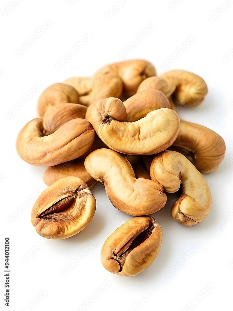 Dry cashew nuts on white background Dry cashew nuts on white background