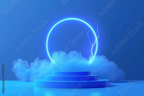 A blue sky with a large glowing circle in the middle