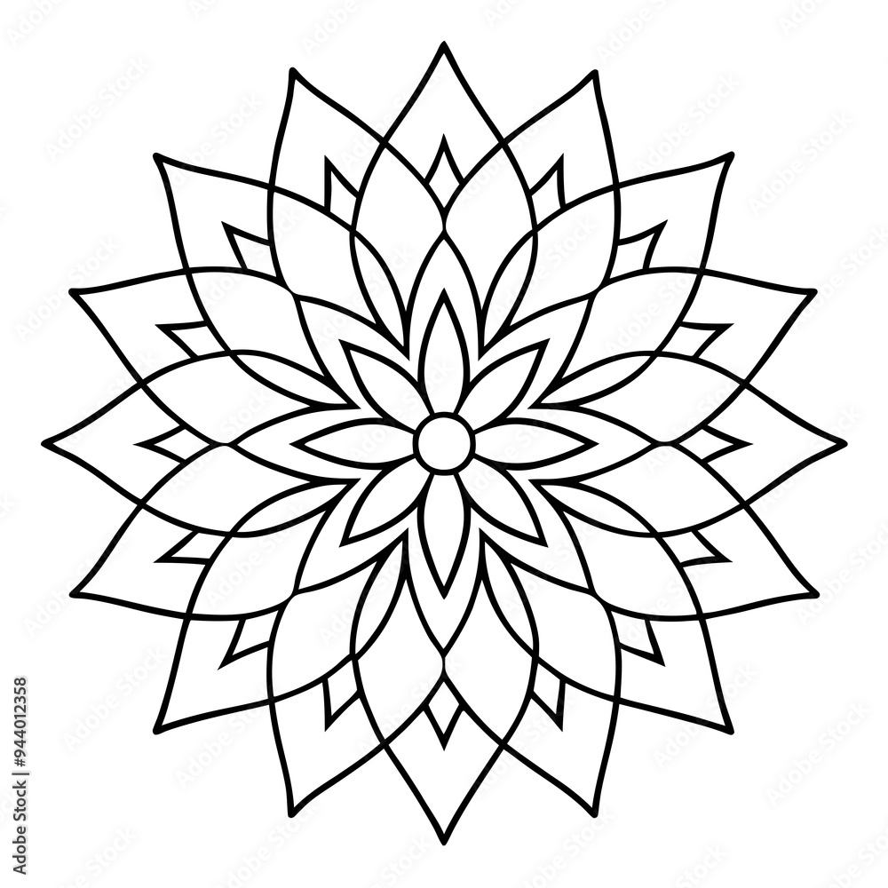 Mandala line art silhouette with white background Mandala line art silhouette with white background