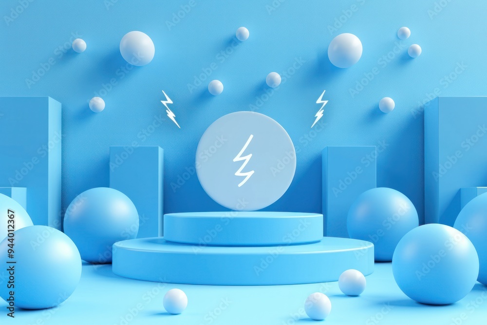 A blue background with a white circle with an electric bolt on it A blue background with a white circle with an electric bolt on it