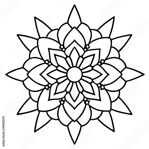 Mandala line art silhouette with white background