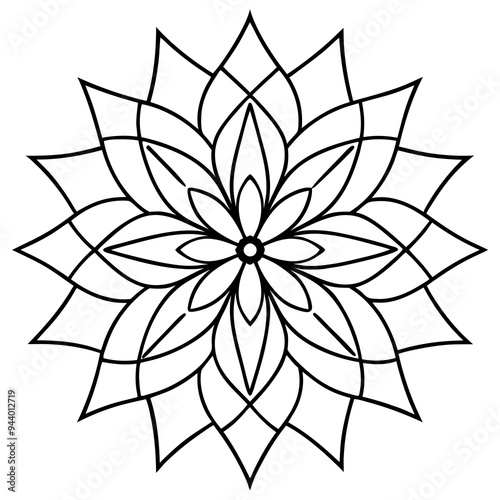 Mandala line art silhouette with white background