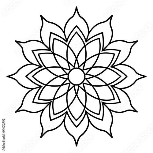 Mandala line art silhouette with white background