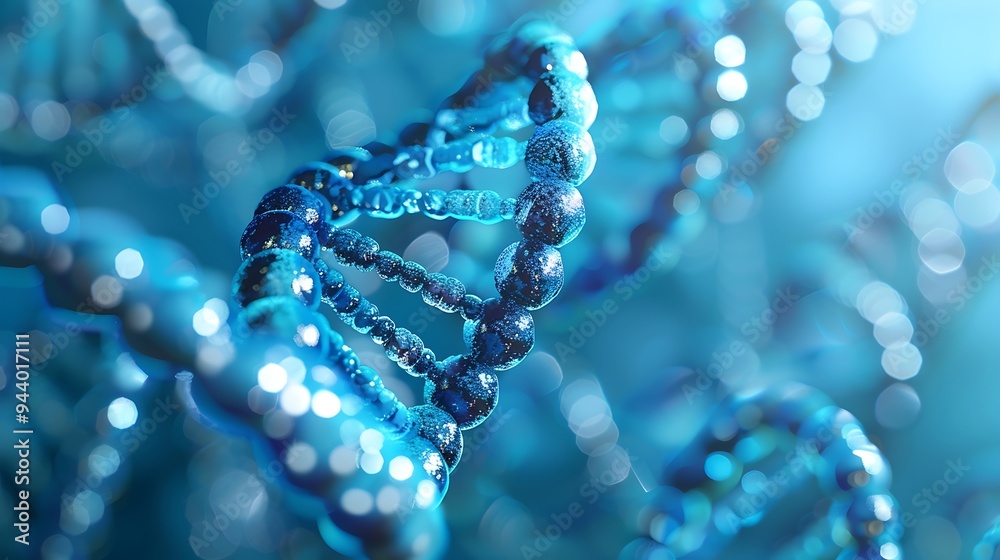 Close-up of a Glowing Blue DNA Helix Close-up of a Glowing Blue DNA Helix