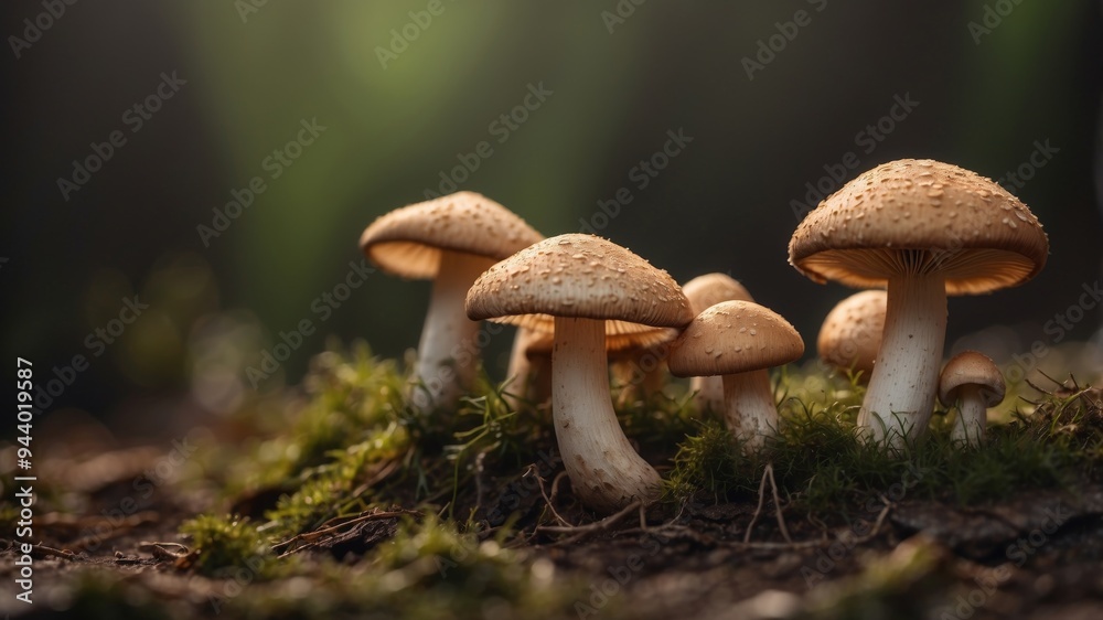 Close-up of Mushrooms on Rustic Background. Close-up of Mushrooms on Rustic Background.