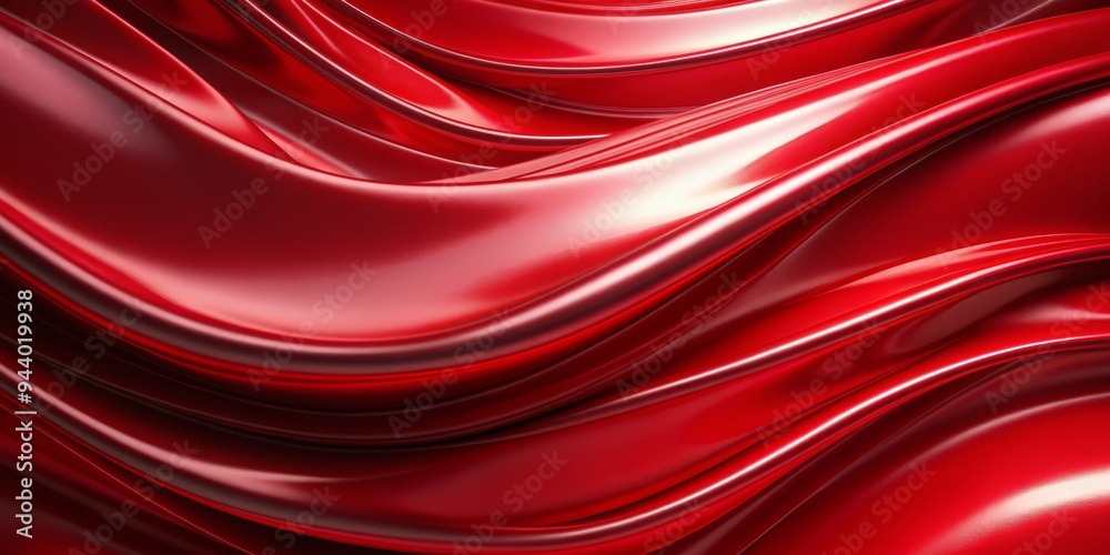 Obraz premium Abstract Red 3D Wavy Surface, 3D Rendering, Red Waves, Abstract Background