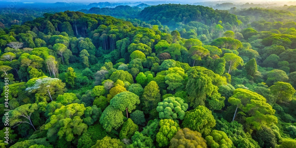 Aerial View of a Lush Rainforest Canopy - A Symphony of Greens Aerial View of a Lush Rainforest Canopy - A Symphony of Greens