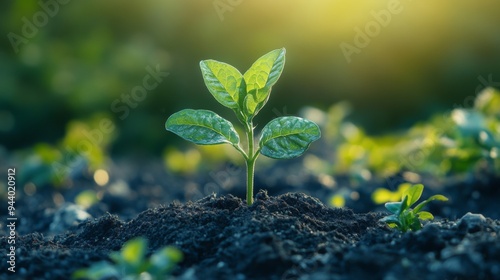 Young Seedling Growing in Soil