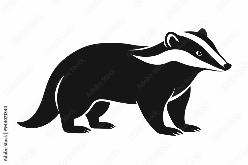 Fototapeta premium Badger icon, badger silhouette vector, Honey Badger 