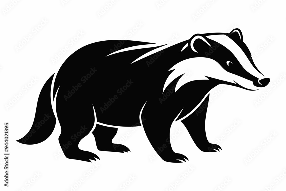 Fototapeta premium Badger icon, badger silhouette vector, Honey Badger 