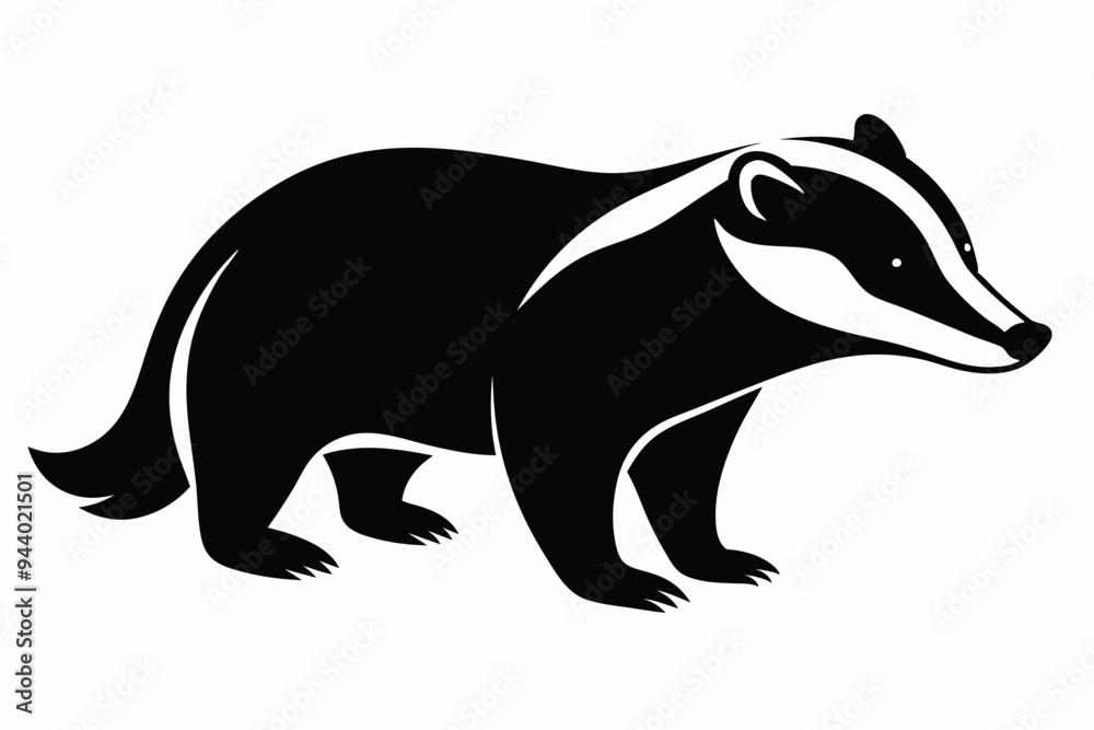 Fototapeta premium Badger icon, badger silhouette vector, Honey Badger 