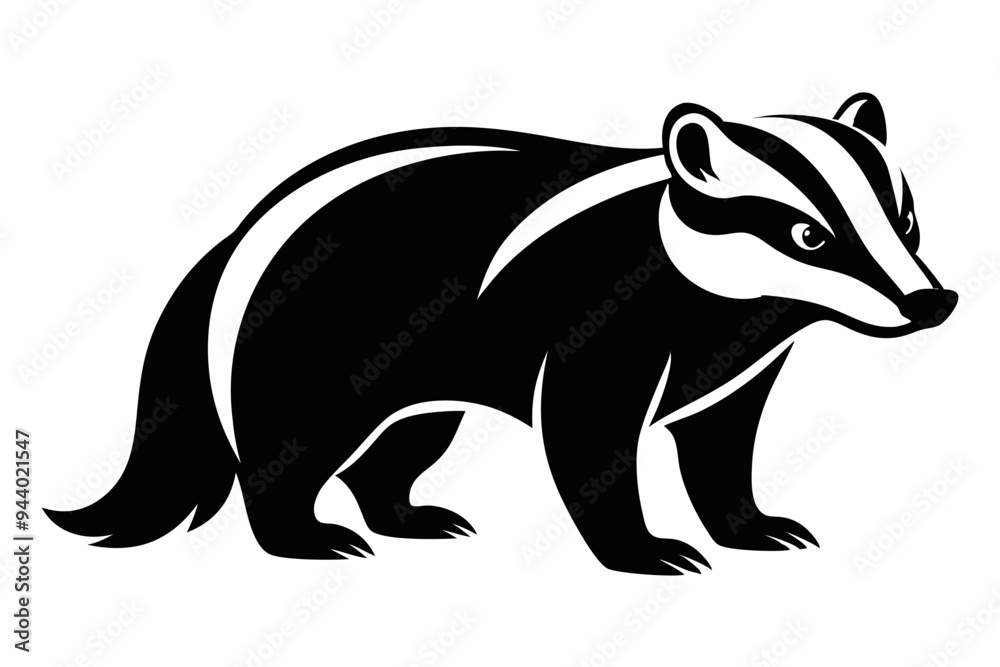 Fototapeta premium Badger icon, badger silhouette vector, Honey Badger 