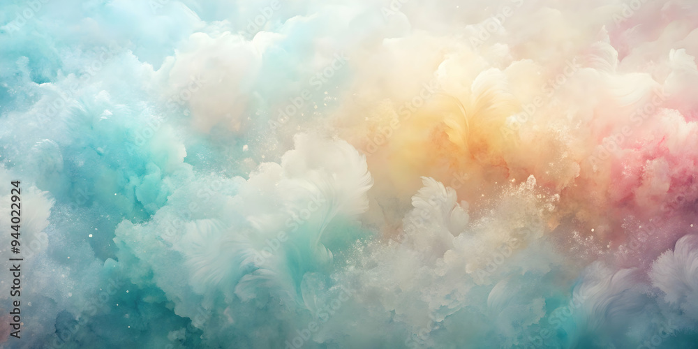 Fototapeta premium Celestial Dream: A mesmerizing swirl of pastel hues paints the sky, a dreamy abstract of clouds in a vibrant spectrum of colors.