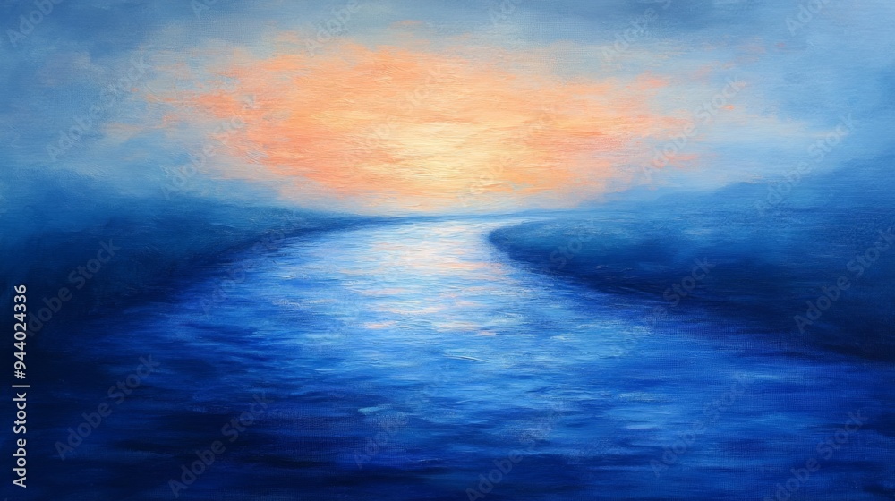 Obraz premium Abstract Sunrise Over River