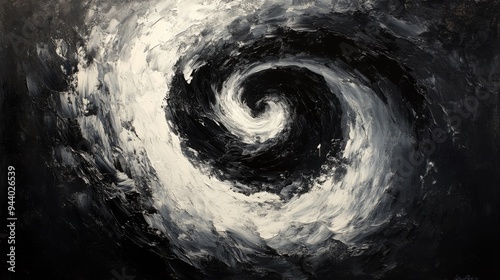 Abstract Swirling Black and White Vortex photo