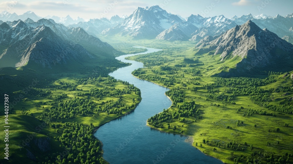 Majestic Mountain River Valley