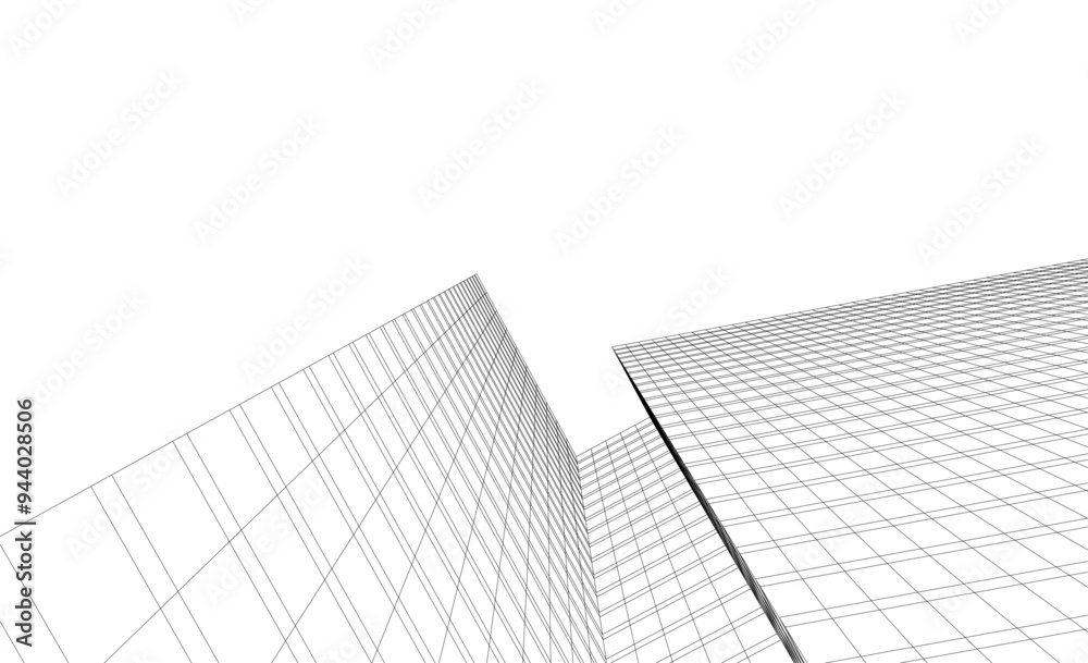 Architecture building vector 3d illustration on white background Architecture building vector 3d illustration on white background