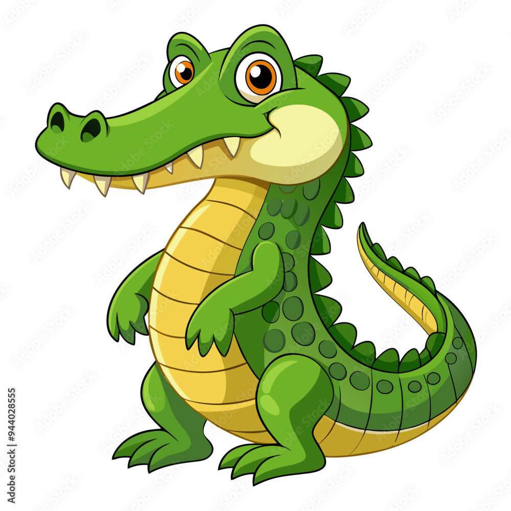 Fototapeta premium Cartoon Crocodile with Big Eyes and Open Mouth
