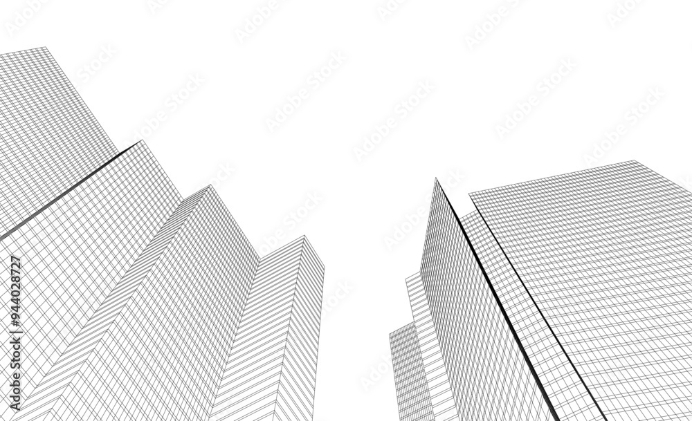 Architecture building vector 3d illustration on white background Architecture building vector 3d illustration on white background