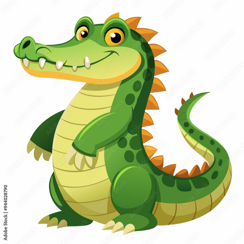 Fototapeta premium Cartoon Crocodile with Spiky Back and Claws