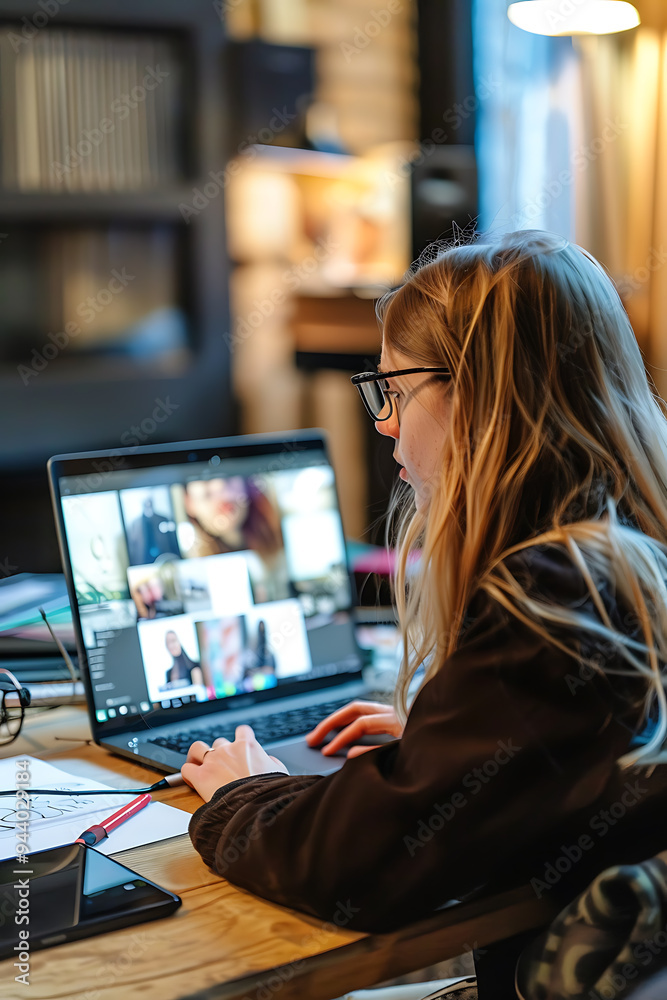 Engaging Virtual Tutor Conducting Educational Video Conference Lesson with Students Engaging Virtual Tutor Conducting Educational Video Conference Lesson with Students