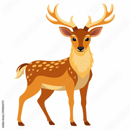 A Cartoon Illustration of a Spotted Deer with Antlers