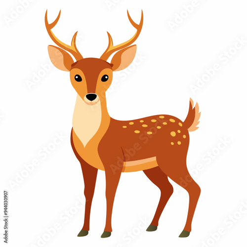 A Cartoon Illustration of a Brown Deer with Spots and Antlers