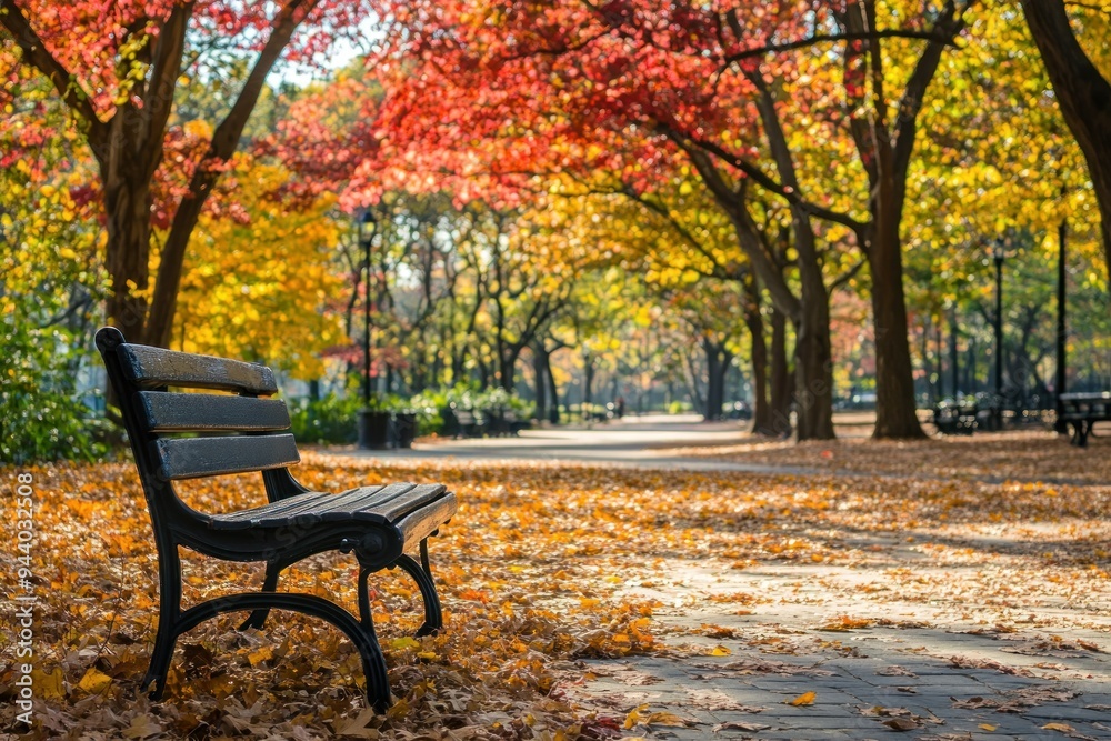 Autumn Bench in a Park Autumn Bench in a Park