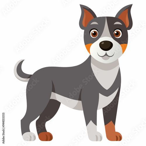 Cartoon Illustration of a Tri-Colored Dog