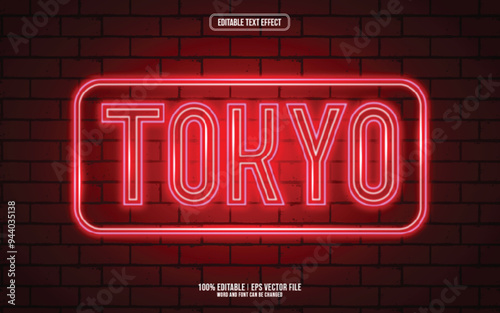 Tokyo neon style 3D editable text effect