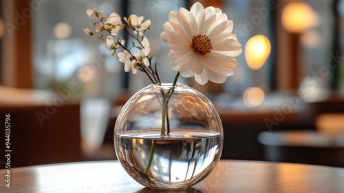 Delicate White Flower Arrangement in Glass Vase