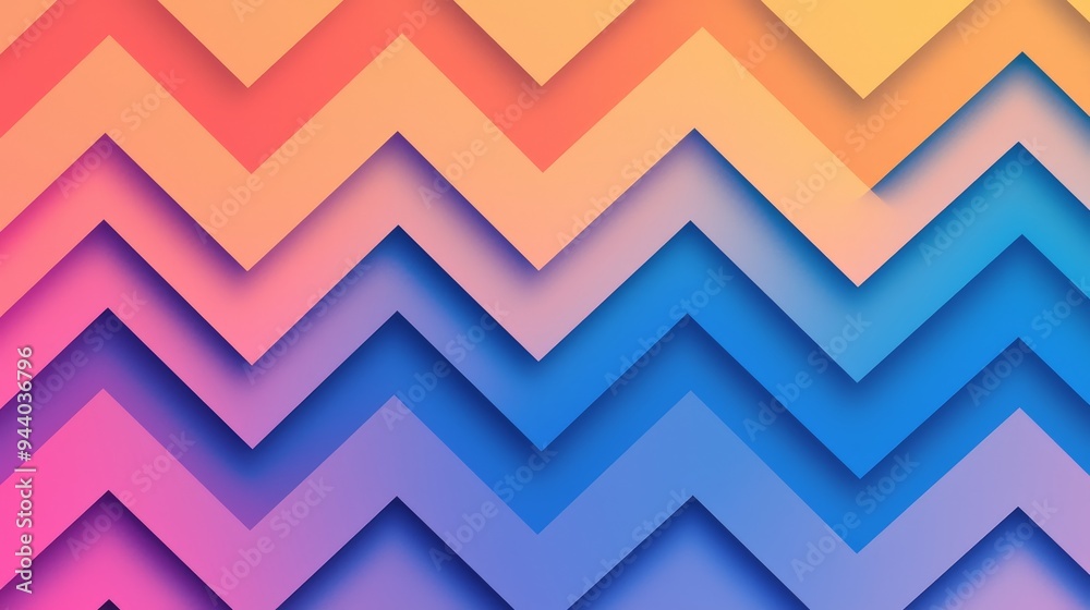 A chevron pattern with alternating colors in a gradient, giving a sense of depth and dimension
