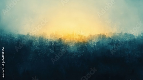 Abstract Sunrise Over Misty Forest