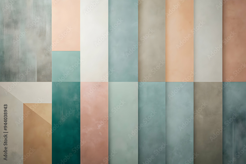 Fototapeta premium Harmonious Hues: A tapestry of textured paint swatches in serene pastels and earthy tones, offering a calming backdrop for design and inspiration.