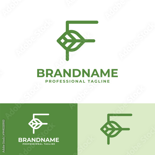 Letter F Leaf Logo, for business related to leaf, nature, plant, ecology, or environment with F initial