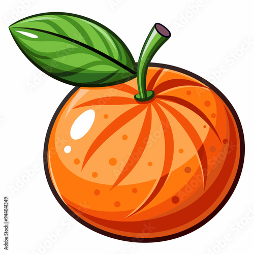 A Single Orange with a Green Leaf