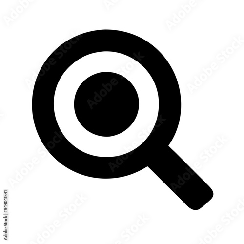 A simple and elegant search icon featuring a magnifying glass symbol. The icon is designed with clean lines and minimalistic details, making it versatile for various applications such as websites, mob