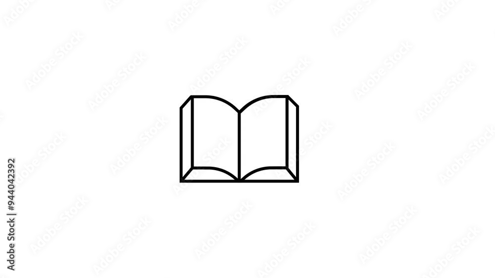 Animated opened book line icon. Turning pages animation. Knowledge information. Story telling. Reading book Animated opened book line icon. Turning pages animation. Knowledge information. Story telling. Reading book