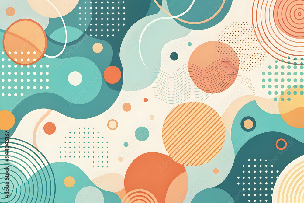 Abstract Symphony in Teal and Peach: A vibrant composition of organic shapes and geometric patterns dances across a clean backdrop, perfect for modern and playful designs. Abstract Symphony in Teal and Peach: A vibrant composition of organic shapes and geometric patterns dances across a clean backdrop, perfect for modern and playful designs.