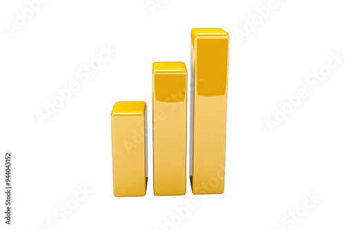 A 3D illustration of ascending yellow bars representing growth, success, and progress in business or finance. photo