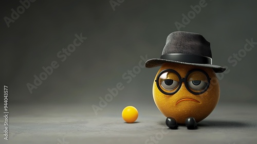 Obraz na płótnie An emoji on an intense gray background wearing lenses and an agent hat w salonie