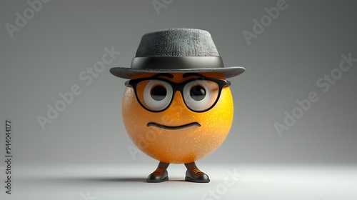 Obraz na płótnie An emoji on an intense gray background wearing lenses and an agent hat w salonie