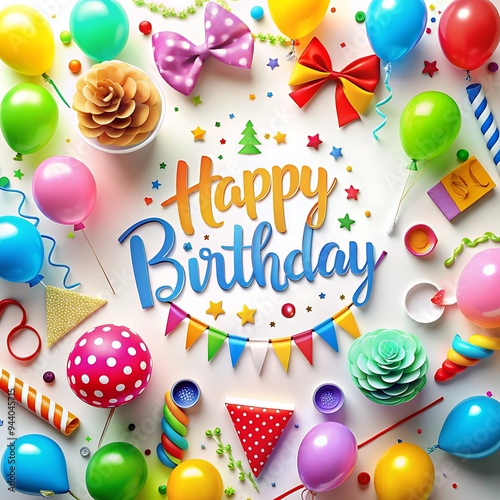 Happy birthday birthday happy card party balloon colorful cake
