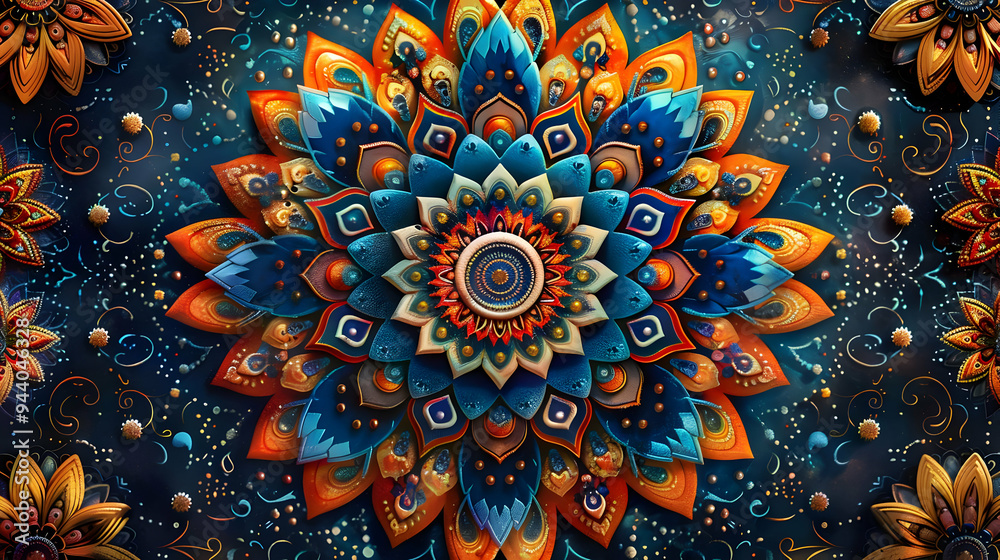 Abstract 3D Flower Mandala Illustration