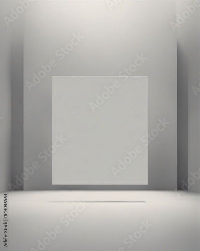 Stark, minimalist void of a room illuminated by a single skylight, embodying simplicity and the beauty of emptiness, Generative AI.