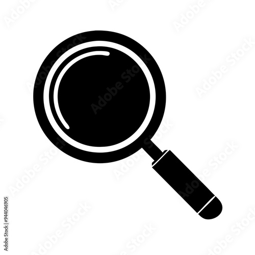 A simple and elegant search icon featuring a magnifying glass symbol. The icon is designed with clean lines and minimalistic details, making it versatile for various applications such as websites, mob