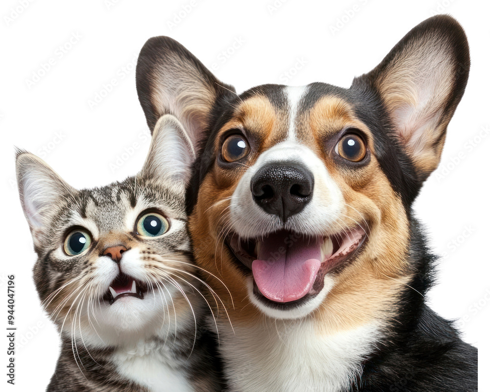 PNG Adorable cat and dog duo PNG Adorable cat and dog duo