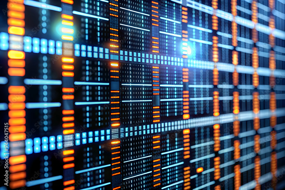 Digital Grid: A mesmerizing abstract design with vibrant orange and blue lines intersecting in a complex geometric pattern, representing the interconnectedness of data and technology. Digital Grid: A mesmerizing abstract design with vibrant orange and blue lines intersecting in a complex geometric pattern, representing the interconnectedness of data and technology.